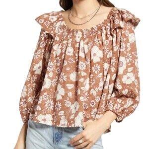 FREE PEOPLE Miss Daisy‎ Cotton Printed Top Sz XSMALL